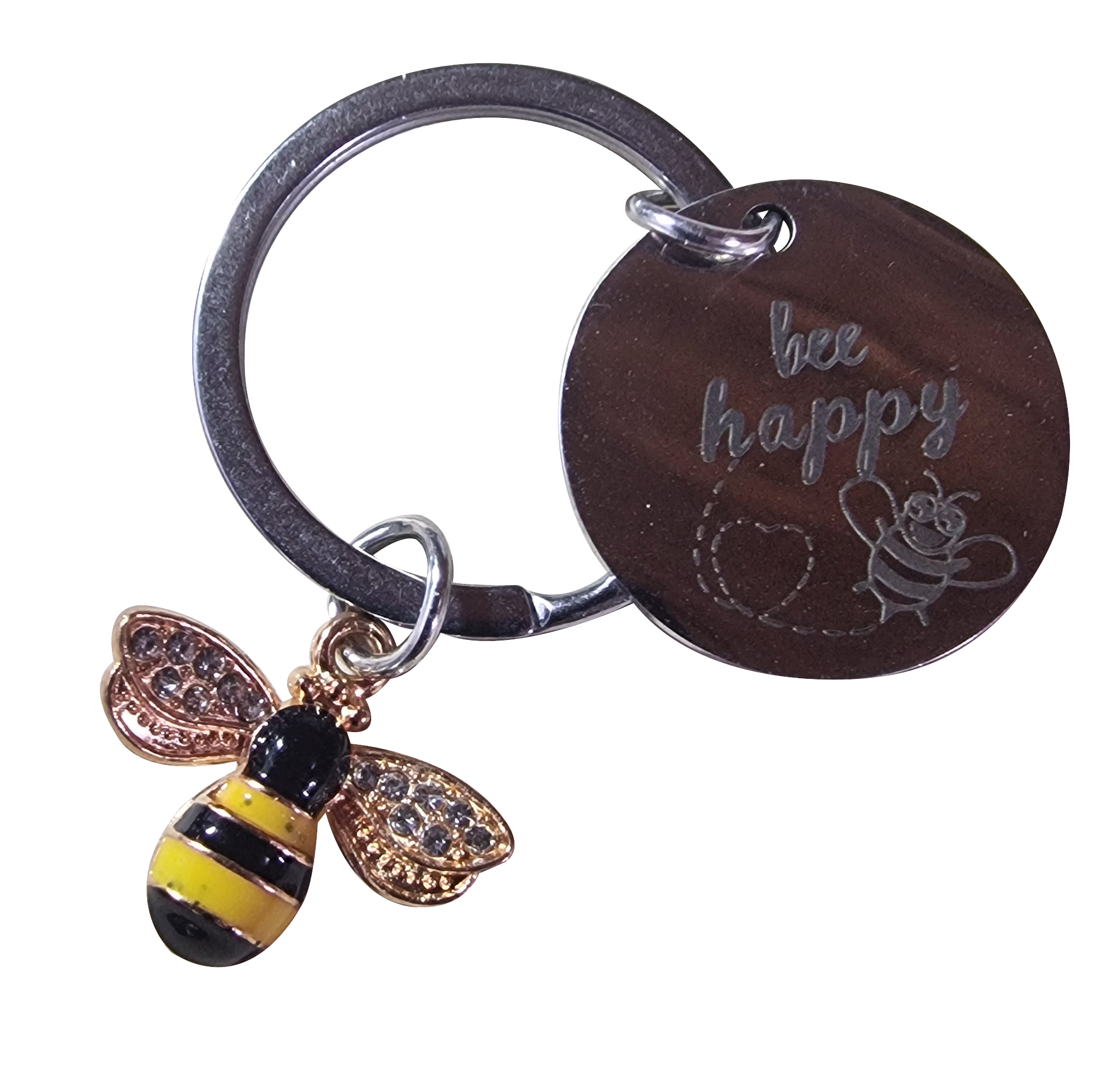 Bee Happy -  Bee pendant & Key Ring with Tag